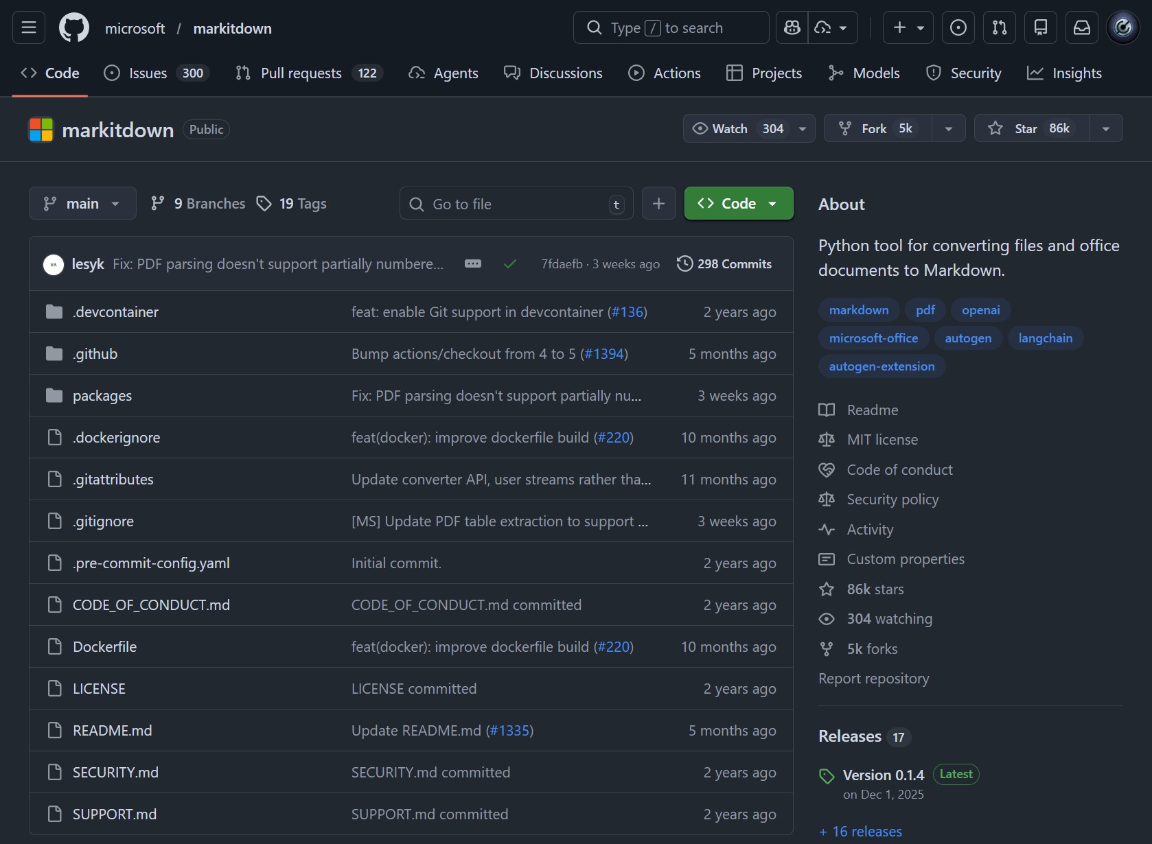 Pré-visualização do repositório MarkItDown